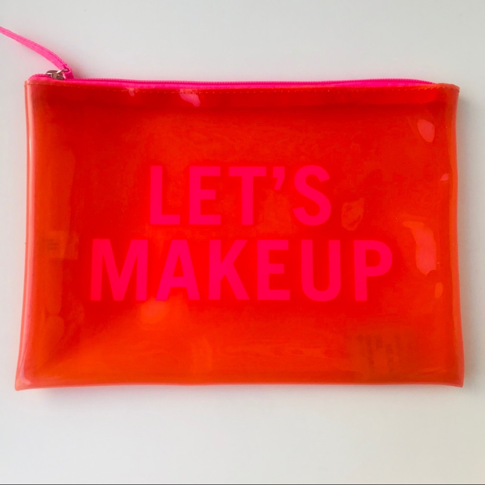 Cosmetic Bag See Thru Neon Orange 10”x7”